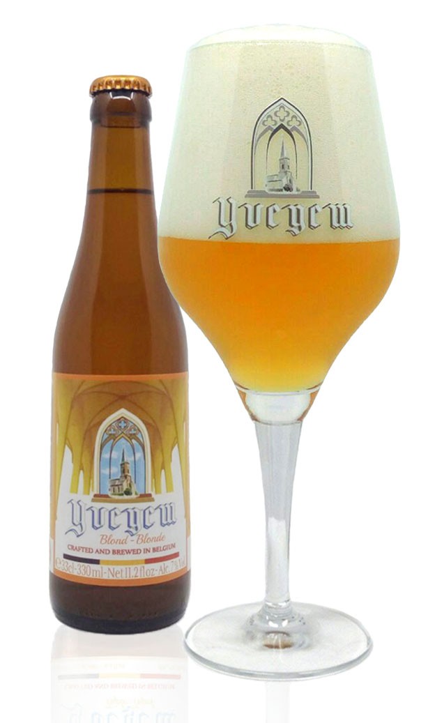 Belgabrew Yvegem blond beer filled in yvegem glass Belgian craft beer